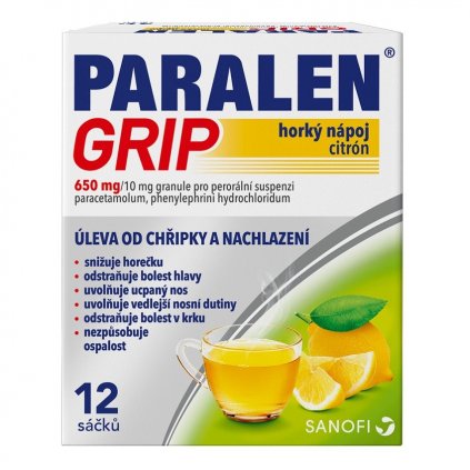 PARALEN GRIP HORKÝ NÁPOJ CITRÓN 650MG/10MG POR GRA SUS 12