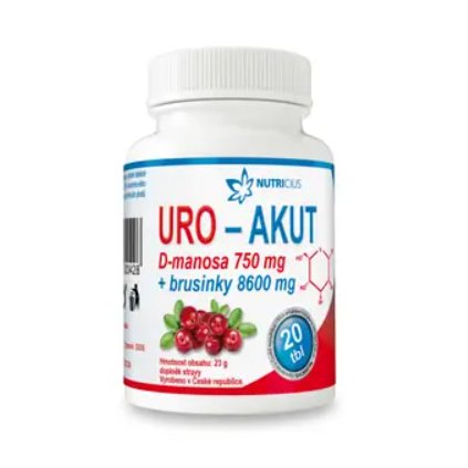 Nutricius URO AKUT Manosa 750 mg + Brusinky 8600 mg 20 tablet