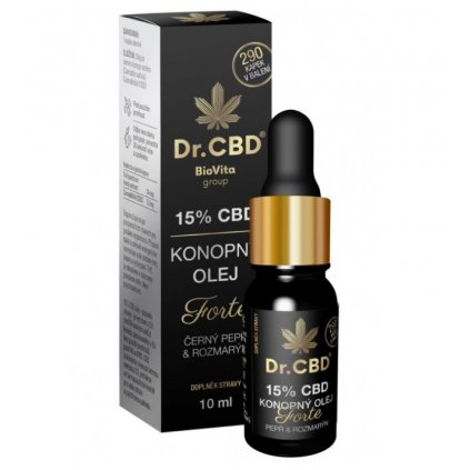 Dr.CBD 15% CBD konop.olej Forte č.pepř rozmar.10ml 