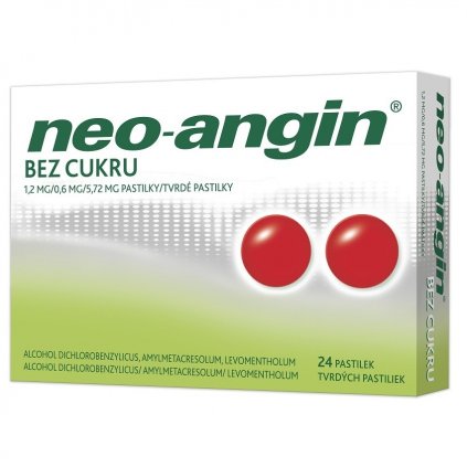 NEO-ANGIN BEZ CUKRU 1,2MG/0,6MG/5,72MG PAS 24