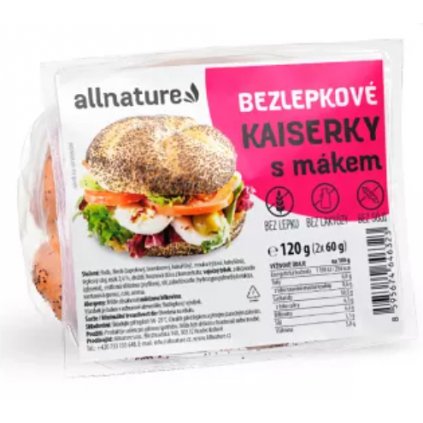 ALLNATURE Bezlepkové kaiserky s mákem 120 g