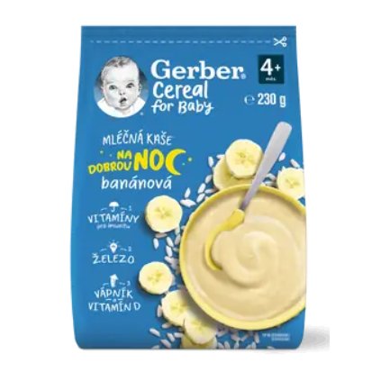 Gerber Cereal for Baby Mléčná kaše na dobrou noc banánová 4m+ 230 g