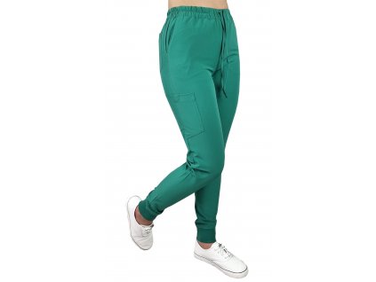 Dámske zdravotné elastické nohavice typu joggers zelené