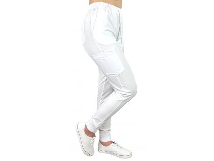 Dámske zdravotné elastické nohavice typu joggers biele SKLADOM