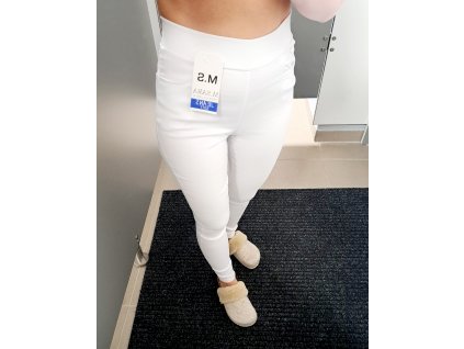 Dámske elastické nohavice biele