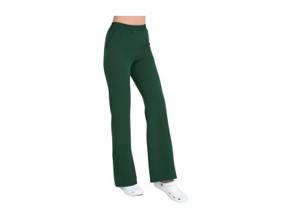 spodnie medyczne dzwony damskie dark green