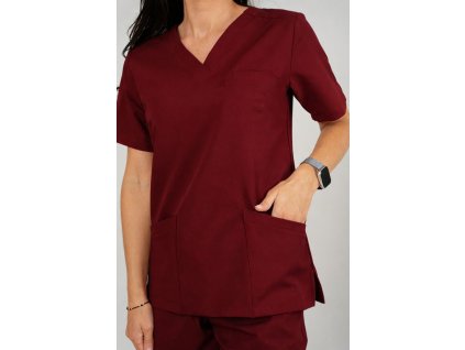 elastyczna bluza medyczna scrubs emily bordo