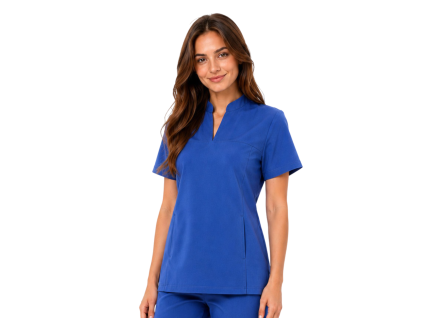 cbabrowa bluza medyczna ze stojka damska basic premium przod