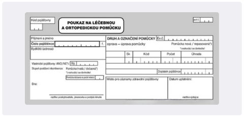 papírový poukaz na léčebnou a ortopedickou pomůcku