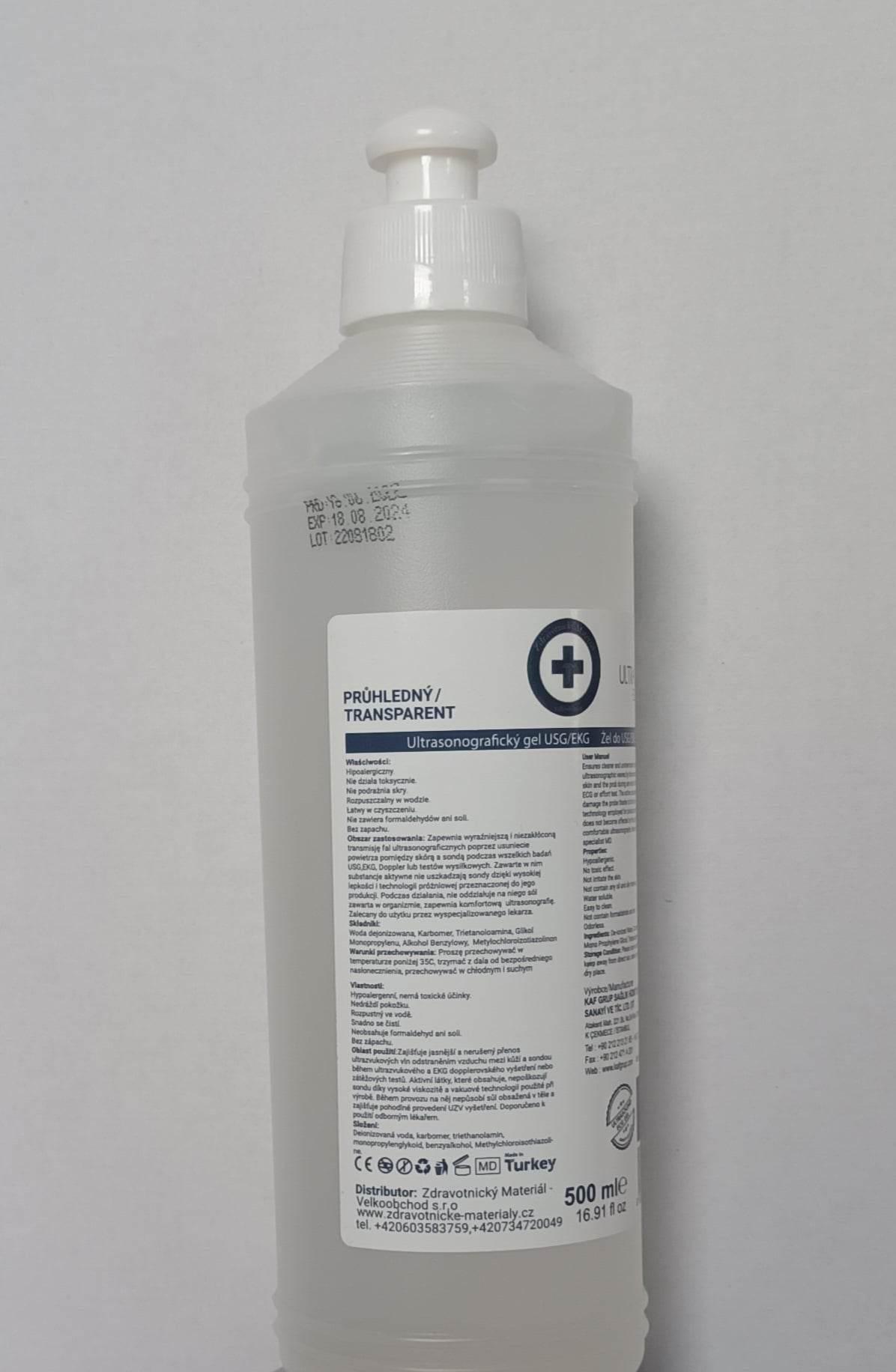 Ultrazvukový gel 500ml - zdravotnický materiál