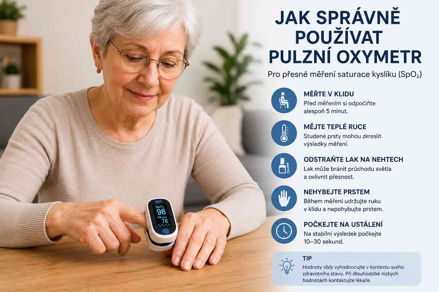 Jak správně používat pulzní oxymetr při měření saturace kyslíku