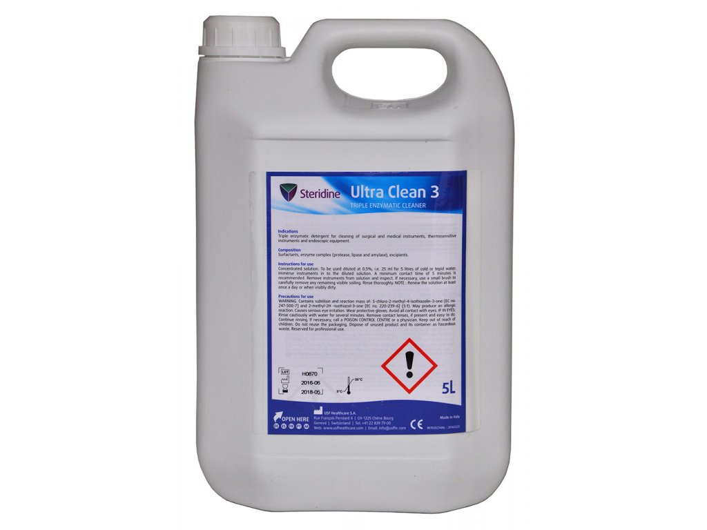 USF Healthcare S.A. Switzerland STERIDINE ULTRA CLEAN 3 - 5L (enzymatická dezinfekce na nástroje)