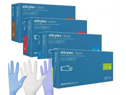 Nitrilex Classic bílé nitrilové rukavice bez pudru, 100 ks balení