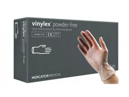 Rukavice Vinylex velikost L bez pudru, balení 100 ks - ideální pro zdravotnictví, kosmetiku a čištění, bezpečné a pohodlné.