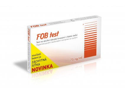Jednorázový FOB test na detekci skrytého krvácení ve stolici, citlivost 75 ng/ml, pro rychlou diagnostiku.
