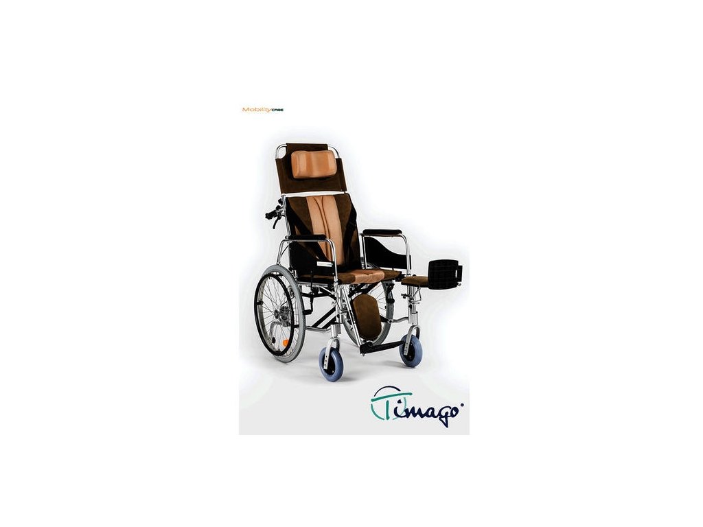 Invalidní vozík polohovací Timago ALH008 (Barva hnědo-béžová, Šířka sedáku 49)