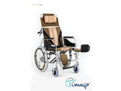 TIMAGO invalidní vozík polohovací STABLE (ALH008) 49cm, barva hnědo-béžová, nosnost 120kg (Barva hnědo-béžová, Šířka sedáku 49)