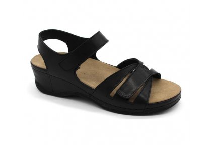 leon 2021 damske zdravotni kozene sandaly cerna preview