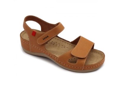 Leon 936 Dámské kožené sandály - hnědé