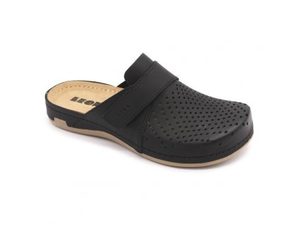 Leon 970 Dámské kožené pantofle - černé