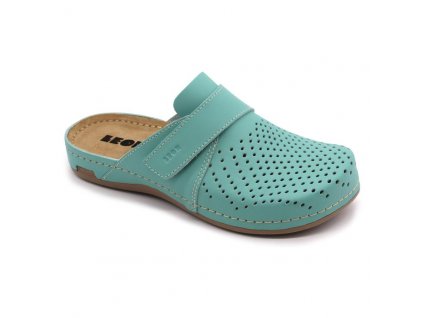 Leon 970 Dámské kožené pantofle - tyrkysové