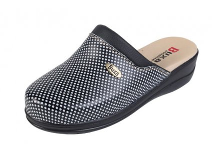 damska zdravotni kozena obuv MED10 cerna s bilym puntikem preview