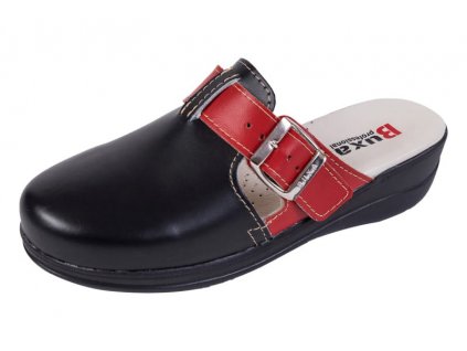 Dámská zdravotní obuv MED20 černá s červeným páskem přes nárt