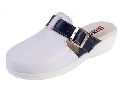 Dámská zdravotní obuv MED20 bílá s tmavě modrým páskem přes nárt