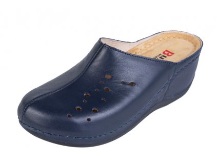 Dámská zdravotní kožená obuv na klínku BZ341 - Tmavě modrá