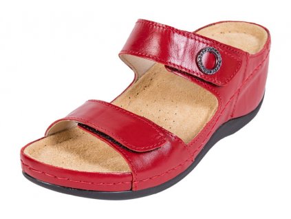 Dámská zdravotní kožená obuv na klínku BZ310 - Červená