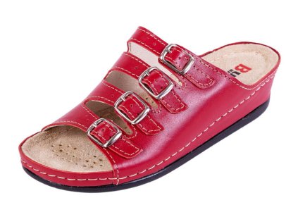 Dámská zdravotní kožená obuv BZ220 - Červená