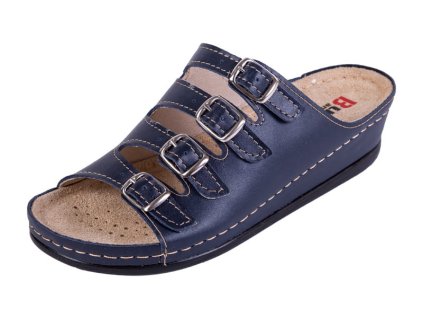 Dámská zdravotní kožená obuv BZ220 - Tmavě modrá