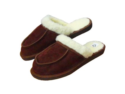 damske kozene pantofle s ovci vlnou hneda 2 preview