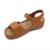 Leon 936 Dámské kožené sandály - hnědé