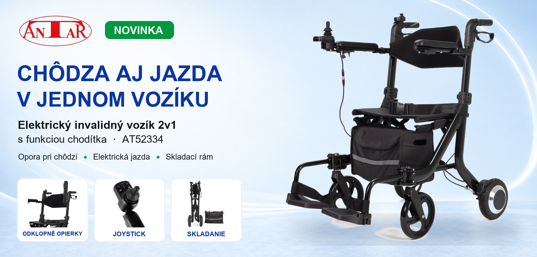 Elektrický invalidný vozík 2v1 s funkciou chodítka
