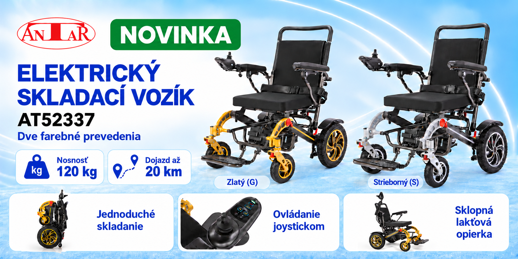 Elektrický skladací invalidný vozík