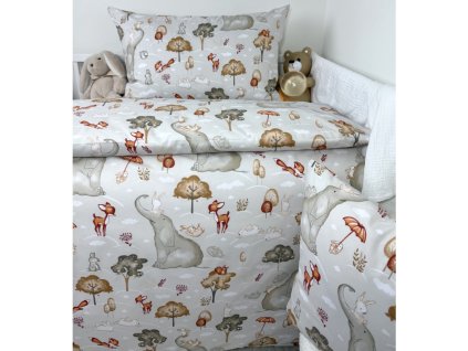 Posteľné obliečky Zvieratkový Svet - sivá 90x130/45x65 cm