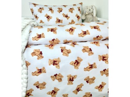 Obliečka do postieľky Mackovia s mašličkou 90x130/45x65 cm