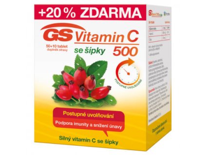 GS Vitamin C 500 + šípky, 50+10 tablet