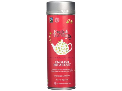Bio a Fairtrade čaj - English Breakfast plechovka 15 pyramidek sypaného čaje