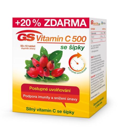 Green Swan Pharmaceuticals GS Vitamin C 500 + šípky, 50+10 tablet