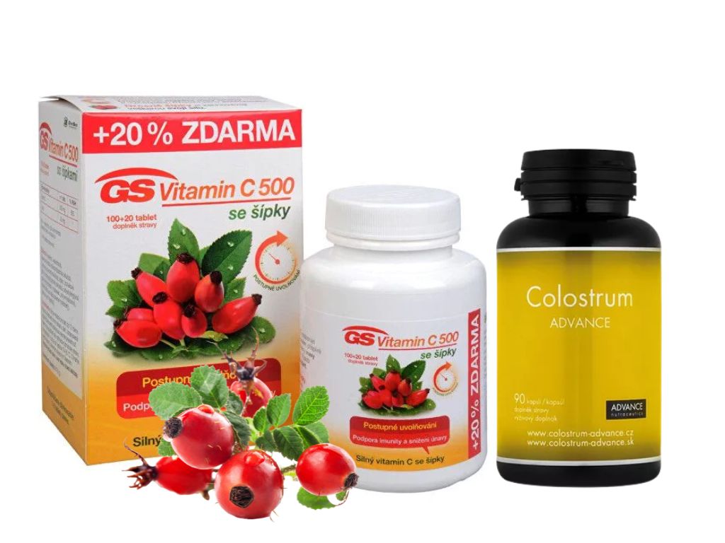 SET GS Vitamín C 1000 se šípky 100+20tbl + Colostrum Advance