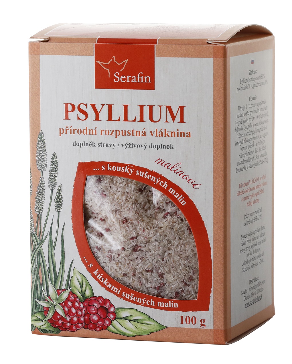 Levně Serafin byliny Psyllium s přírodním aromatem a kousky ovoce - malina 100g