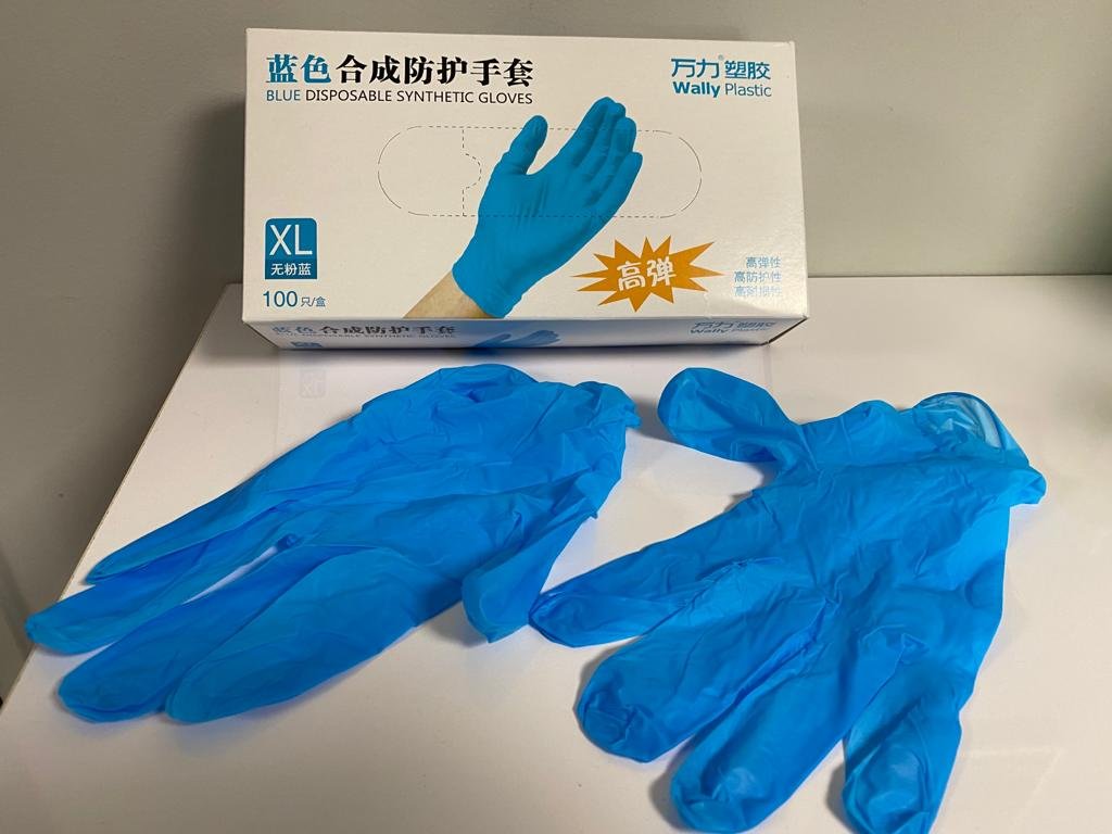 Rukavice syntetické modré bez pudru, 100ks Velikost: XL