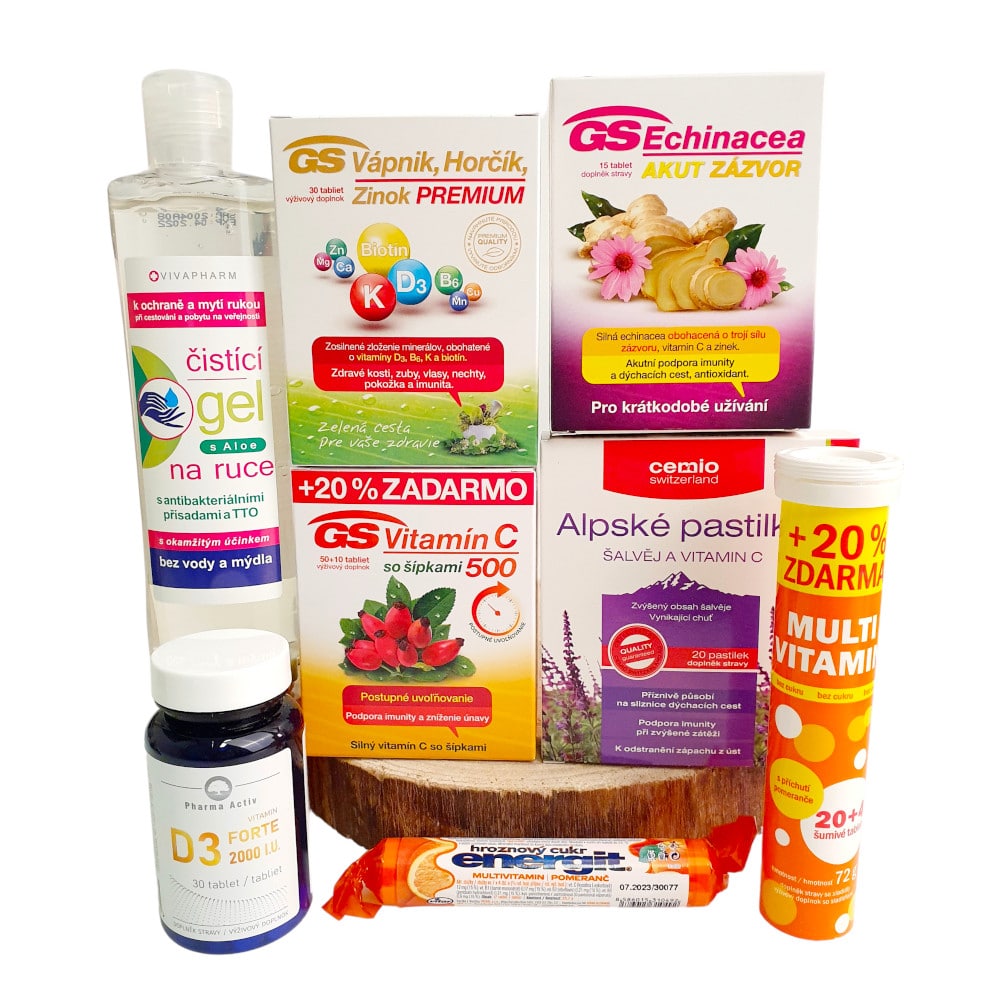 Vitamínový balíček s antibakteriálním gelem