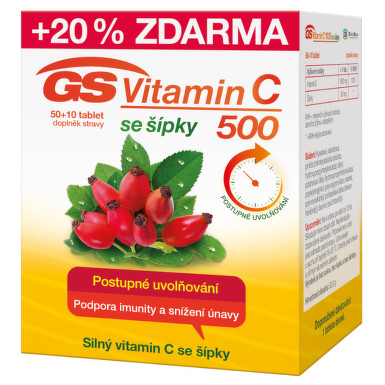 Levně Green Swan Pharmaceuticals GS Vitamin C 500 + šípky, 50+10 tablet