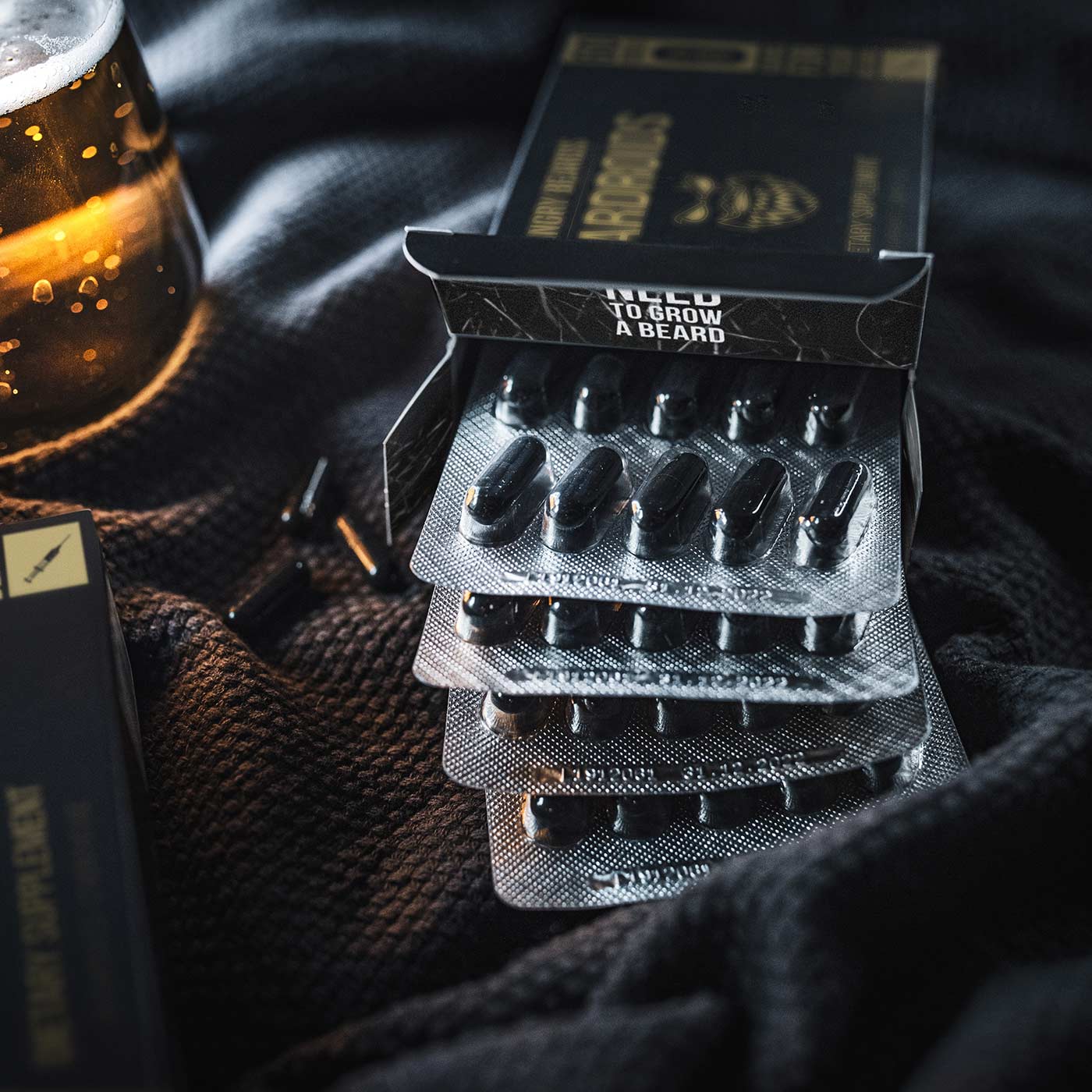 Angry Beards Beardroids vitamíny na růst vousů 60 kapslí