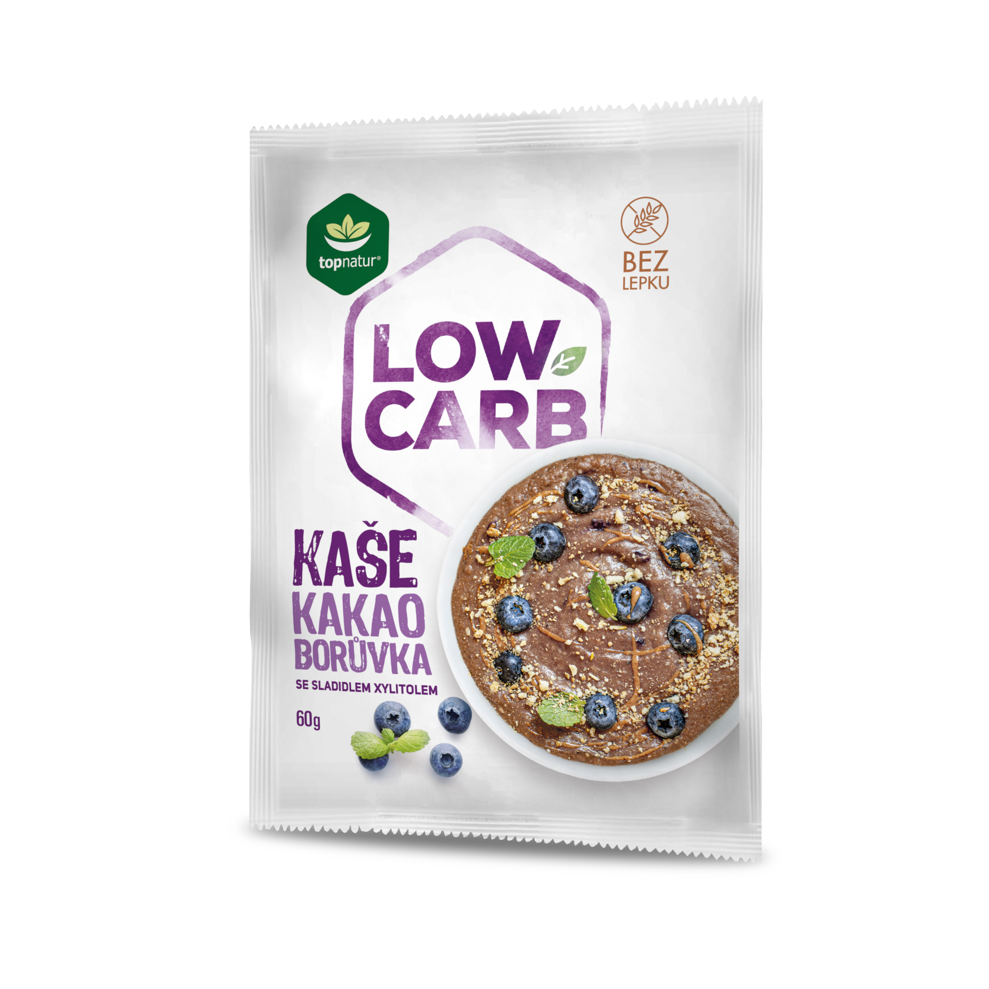 Topnatur s.r.o. Kaše LOW CARB kakao a borůvka 60g Topnatur