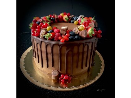 Malinovo čokoládový dort