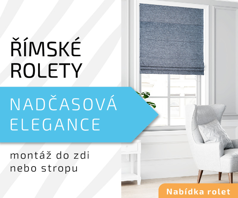ŘÍMSKÉ ROLETY - elegantní látkové rolety s montáží do zdi nebo stropu - výroba na míru